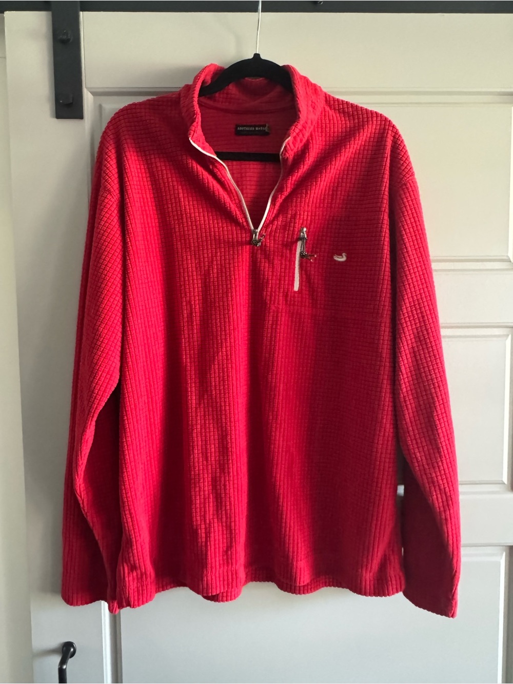 Southern Marsh Men's Red Quarter-Zip Waffle Knit Pullover
